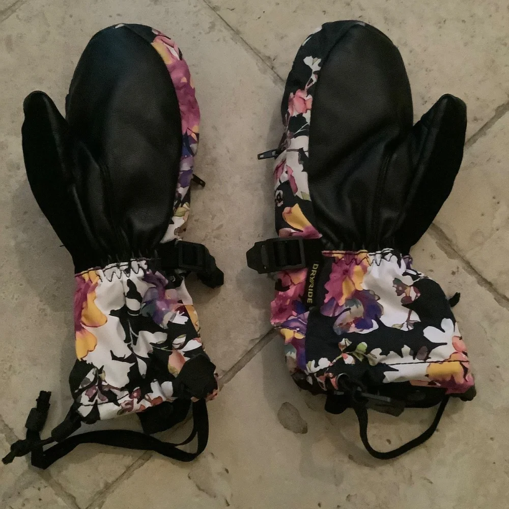 Burton Kids Mittens - Floral Black and White